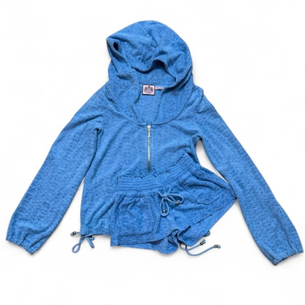 Vintage Juicy Couture Terrycloth Set Zip-up Hoodie and Shirred l Shorts